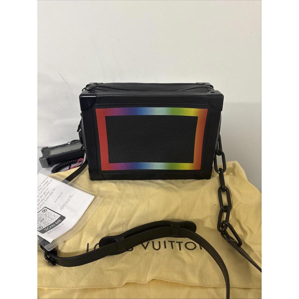 LOUIS VUITTON‎ Soft Trunk Rainbow Shoulder Bag Taiga Leather Blk M30341 & Wallet